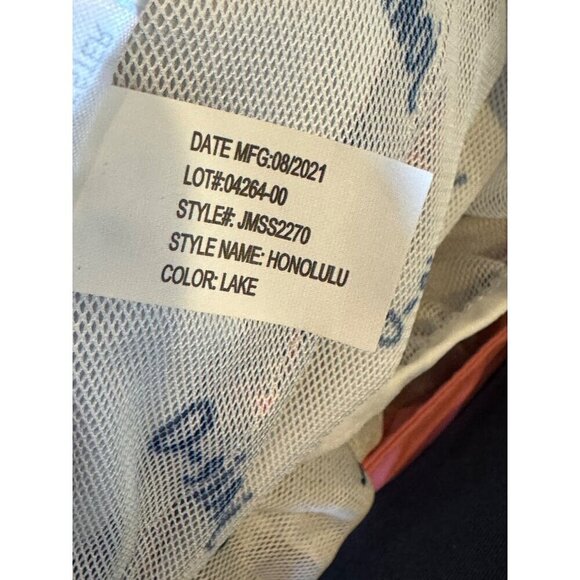 Johnnie O Swim Trunks Men Small‎ Blue Pink Honolulu Hawaii Tropical Surf Shorts - Picture 11 of 11